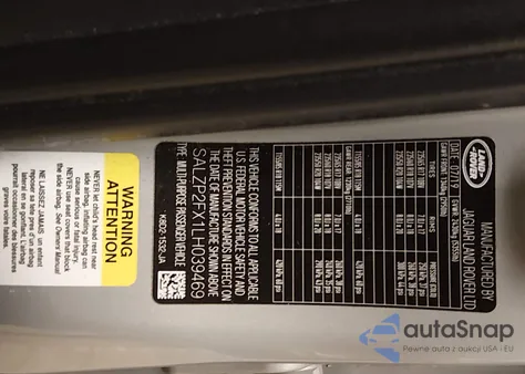 2020 Land Rover Range Rover Evoque Se from USA, damaged, VIN SALZP2FX1LH039469